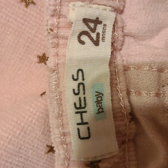 Chess Baby pink corduroy pants with gold star print - Picture 3 of 6